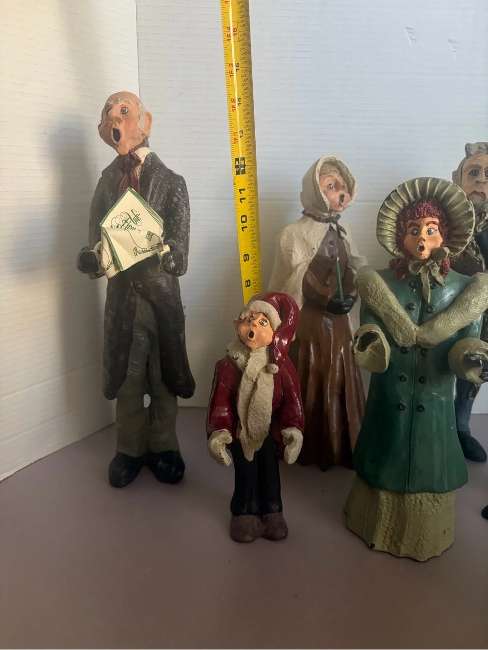 PJ's Christmas Carolers Dickens Figurines Tiny Tim Vintage 1980's Signed